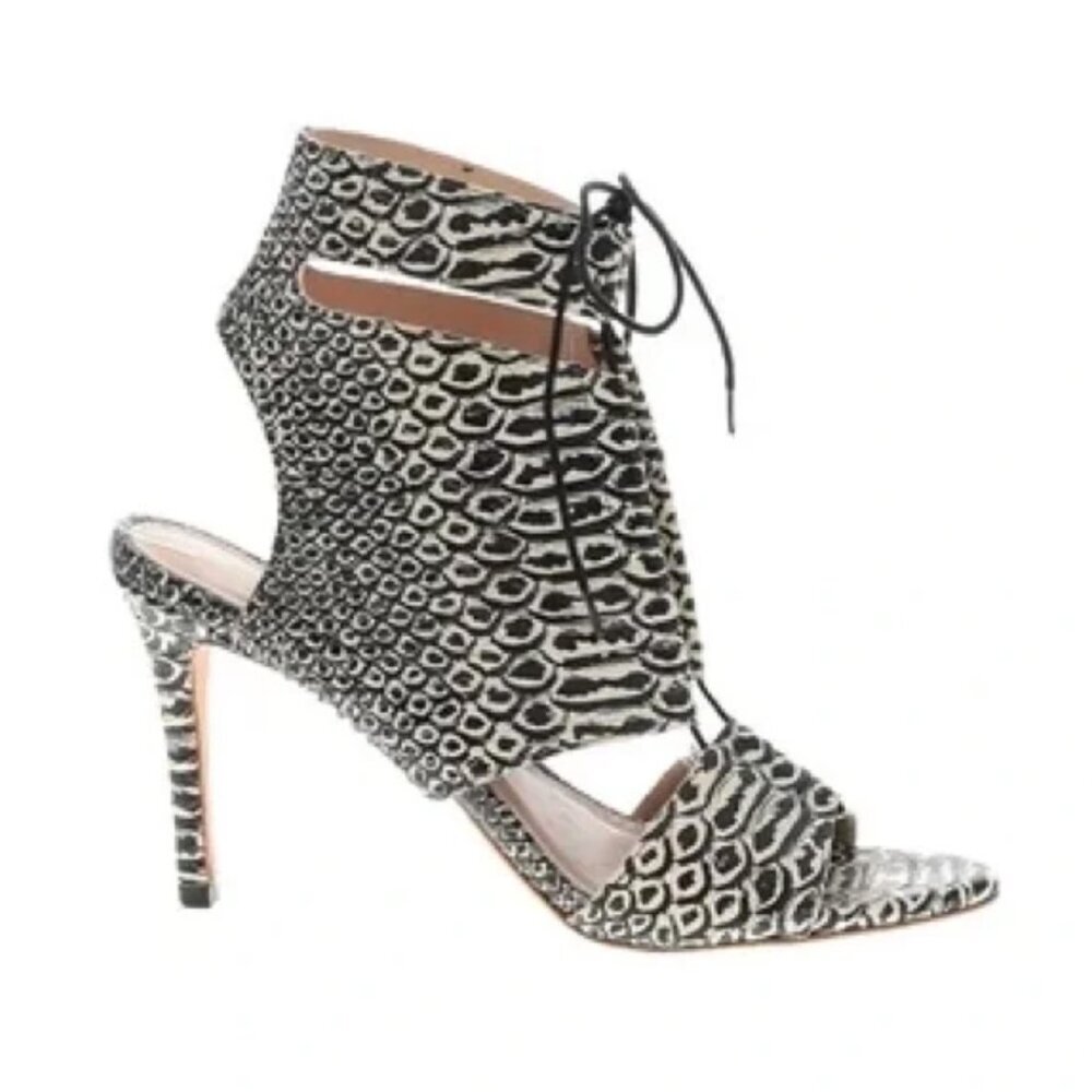Loeffler Randall Scarlet Lace Up Sandals Bootie Womens 8.5 Black Leather Shoes - Picture 2 of 13